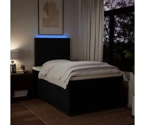 Lova Su Spyruoklėmis Ir Čiužiniu, Juoda, 120X190cm Audinys