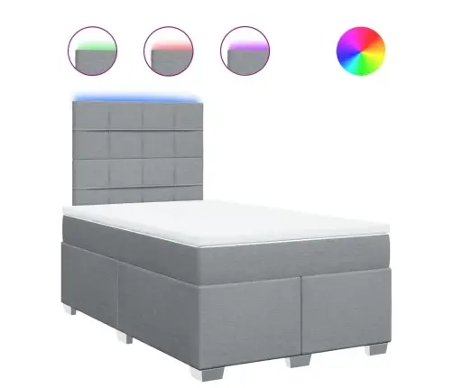 Atsperu Gulta Ar Matraci, Gaiši Pelēka Audums, 120X190 Cm Vidaxl