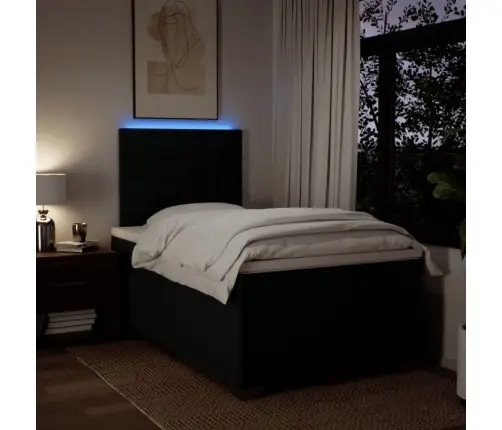 Lova Su Spyruoklėmis Ir Čiužiniu, Juoda, 120X190cm Audinys