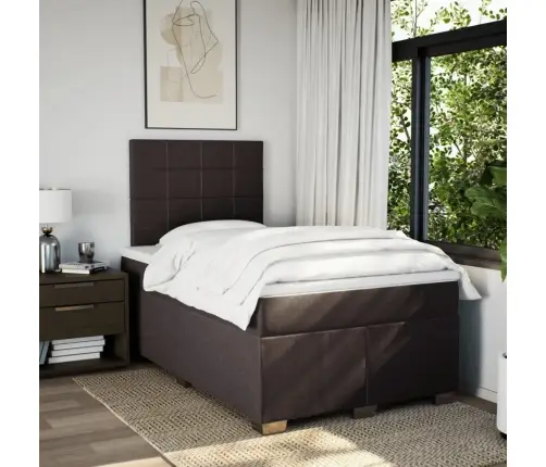 Atsperu Gulta Ar Matraci, Tumši Brūns Audums, 120X190 Cm Vidaxl