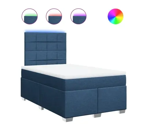 Atsperu Gulta Ar Matraci, Zils Audums, 120X190 Cm Vidaxl