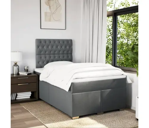 Atsperu Gulta Ar Matraci, Tumši Pelēka Audums, 120X190 Cm Vidaxl