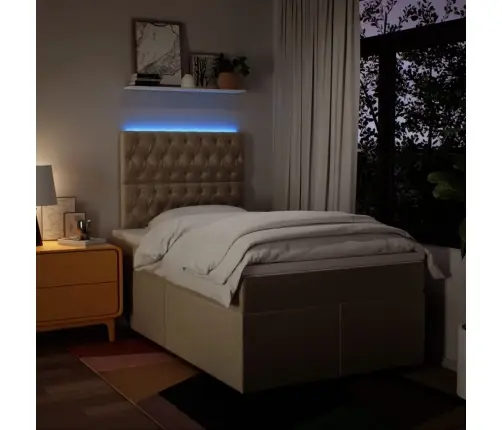 Lova Su Spyruoklėmis Ir Čiužiniu, Kreminė, 120X190cm Audinys