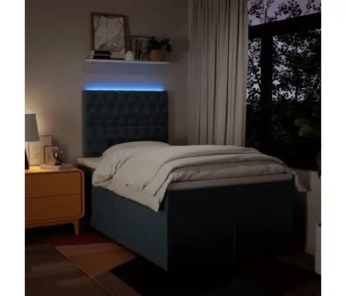 Atsperu Gulta Ar Matraci, Zils Audums, 120X190 Cm Vidaxl