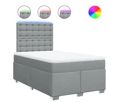 Atsperu Gulta Ar Matraci, Gaiši Pelēka Audums, 120X190 Cm Vidaxl