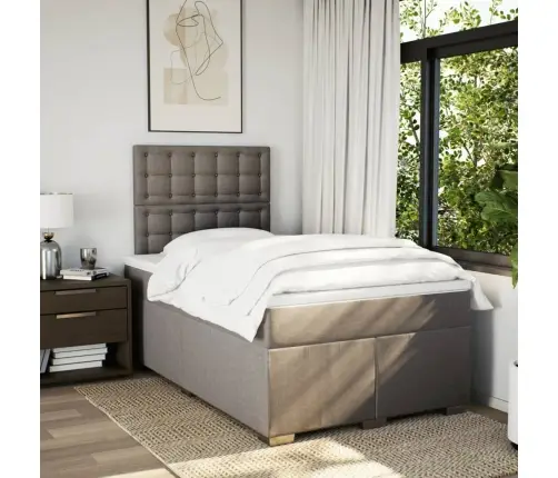 Atsperu Gulta Ar Matraci, Pelēkbrūns Audums, 120X190 Cm Vidaxl