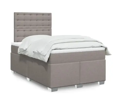 Atsperu Gulta Ar Matraci, Pelēkbrūns Audums, 120X190 Cm Vidaxl