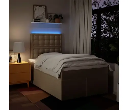 Lova Su Spyruoklėmis Ir Čiužiniu, Kreminė, 120X190cm Audinys