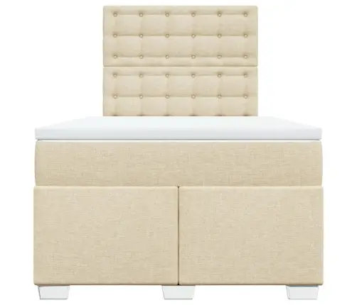 Lova Su Spyruoklėmis Ir Čiužiniu, Kreminė, 120X190cm Audinys