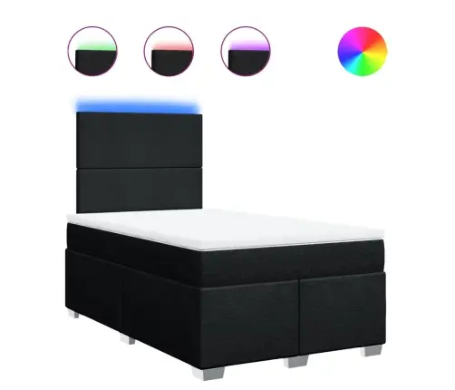 Atsperu Gultas Rāmis Ar Matraci, Melna Audums, 120X200 Cm Vidaxl