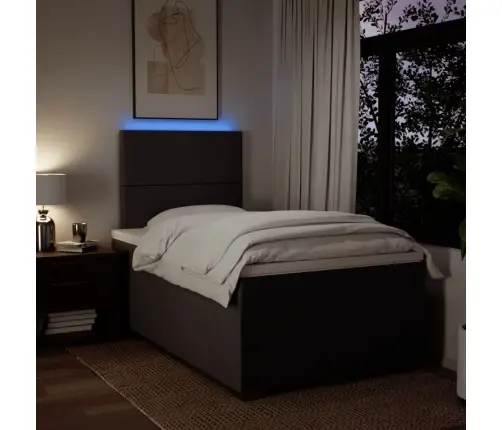 Atsperu Gultas Rāmis Ar Matraci, Tumši Brūna, 120X200Cm, Audums Vidaxl