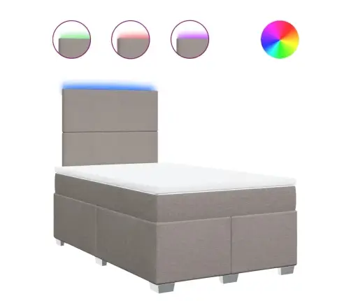 Atsperu Gultas Rāmis Ar Matraci, Pelēkbrūns, 120X200 Cm, Audums Vidaxl