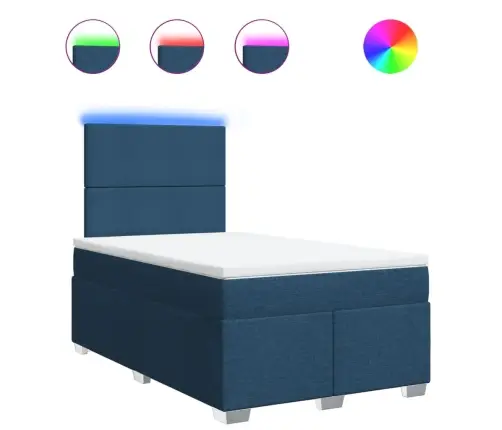 Atsperu Gultas Rāmis Ar Matraci, Zils, 120X200 Cm, Audums Vidaxl