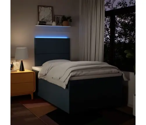 Atsperu Gultas Rāmis Ar Matraci, Zils, 120X200 Cm, Audums Vidaxl