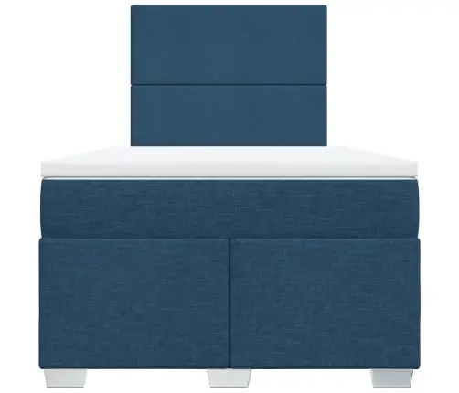 Atsperu Gultas Rāmis Ar Matraci, Zils, 120X200 Cm, Audums Vidaxl