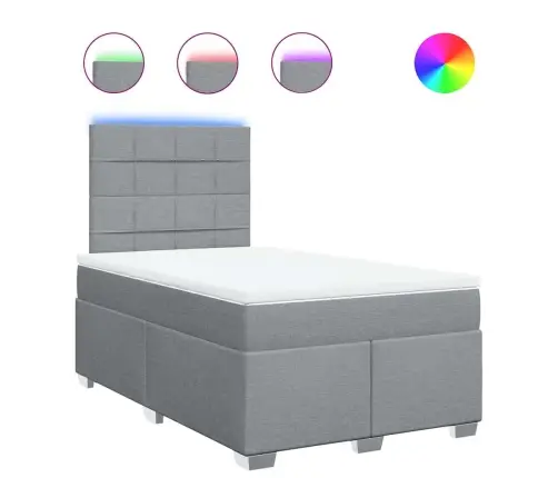 Atsperu Gulta Ar Matraci, Gaiši Pelēka Audums, 120X200Cm Vidaxl