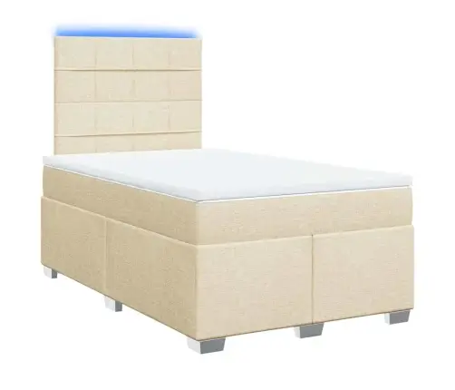 Atsperu Gultas Rāmis Ar Matraci, Krēmkrāsas, 120X200 Cm, Audums Vidaxl