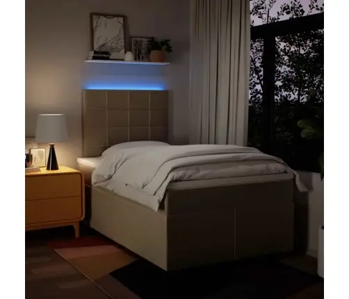 Atsperu Gultas Rāmis Ar Matraci, Krēmkrāsas, 120X200 Cm, Audums Vidaxl