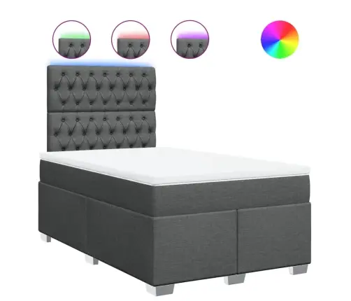 Atsperu Gulta Ar Matraci, Tumši Pelēka Audums, 120X200Cm Vidaxl