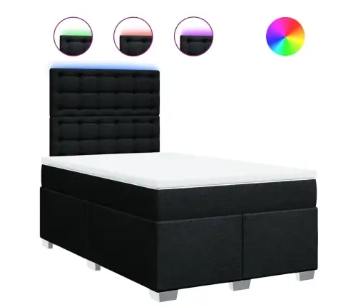 Atsperu Gultas Rāmis Ar Matraci, Melna Audums, 120X200 Cm Vidaxl