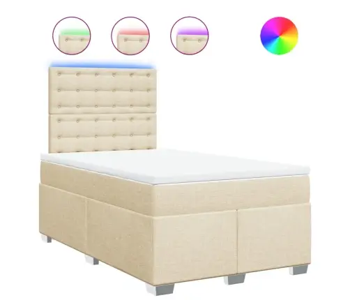 Atsperu Gultas Rāmis Ar Matraci, Krēmkrāsas, 120X200 Cm, Audums Vidaxl