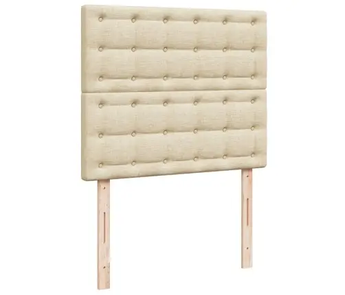 Atsperu Gultas Rāmis Ar Matraci, Krēmkrāsas, 120X200 Cm, Audums Vidaxl