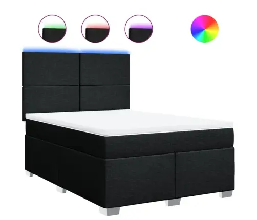 Atsperu Gulta Ar Matraci, Melna Audums, 140X190 Cm Vidaxl