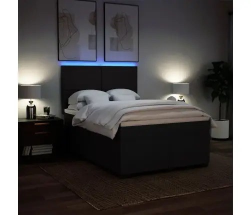 Atsperu Gulta Ar Matraci, Melna Audums, 140X190 Cm Vidaxl