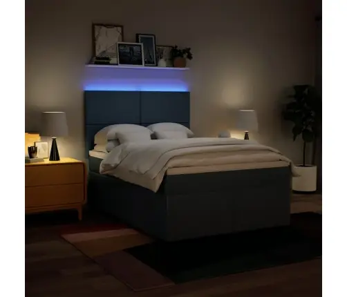 Lova Su Spyruoklėmis Ir Čiužiniu, Mėlyna, 140X190 cm Audinys