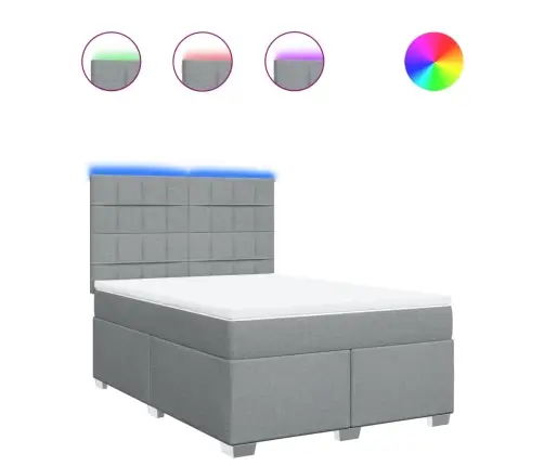 Atsperu Gulta Ar Matraci, Gaiši Pelēka Audums, 140X190 Cm Vidaxl