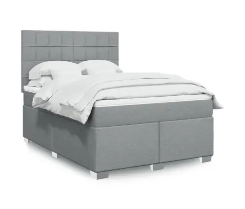 Atsperu Gulta Ar Matraci, Gaiši Pelēka Audums, 140X190 Cm Vidaxl