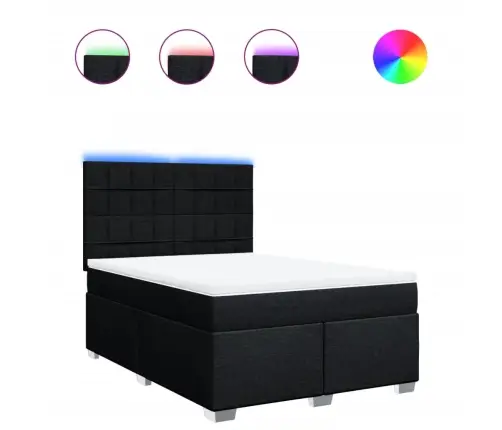 Atsperu Gulta Ar Matraci, Melna Audums, 140X190 Cm Vidaxl