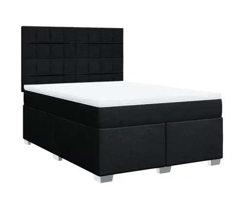 Atsperu Gulta Ar Matraci, Melna Audums, 140X190 Cm Vidaxl