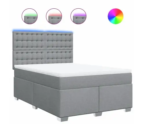 Atsperu Gulta Ar Matraci, Gaiši Pelēka Audums, 140X190 Cm Vidaxl