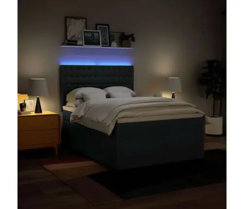 Atsperu Gulta Ar Matraci, Zils Audums, 140X190 Cm Vidaxl