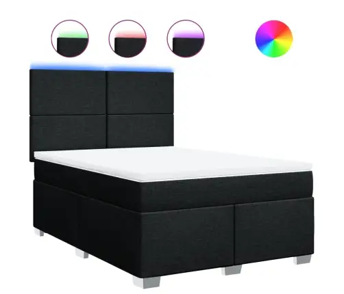 Atsperu Gulta Ar Matraci, Melna, 140X200 Cm, Audums Vidaxl