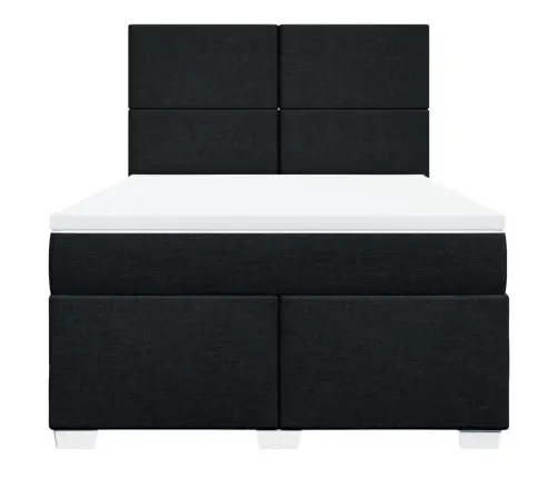 Atsperu Gulta Ar Matraci, Melna, 140X200 Cm, Audums Vidaxl