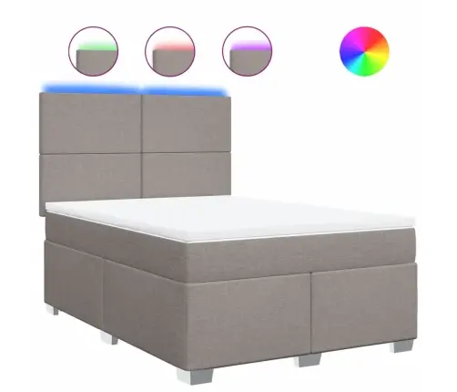 Lova Su Spyruoklėmis Ir Čiužiniu, Taupe, 140X200 cm Audinys