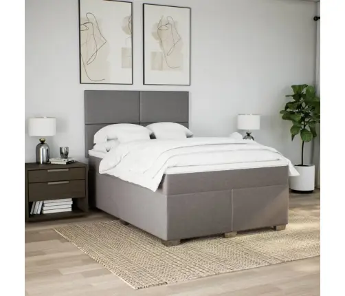 Lova Su Spyruoklėmis Ir Čiužiniu, Taupe, 140X200 cm Audinys