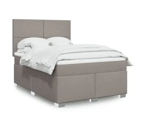 Lova Su Spyruoklėmis Ir Čiužiniu, Taupe, 140X200 cm Audinys