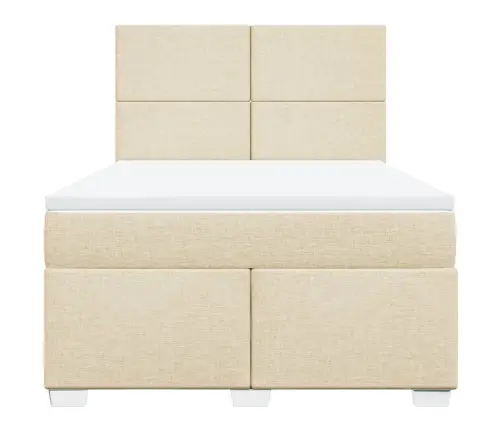 Lova Su Spyruoklėmis Ir Čiužiniu, Kreminė, 140X200 cm Audinys