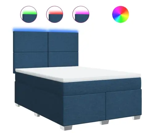 Atsperu Gulta Ar Matraci, Zils, 140X200 Cm, Audums Vidaxl