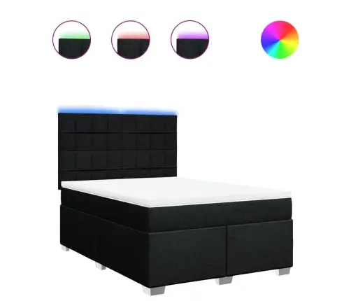 Atsperu Gulta Ar Matraci, Melna, 140X200 Cm, Audums Vidaxl