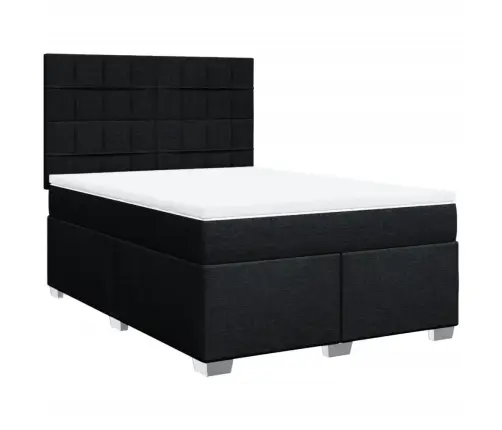 Atsperu Gulta Ar Matraci, Melna, 140X200 Cm, Audums Vidaxl