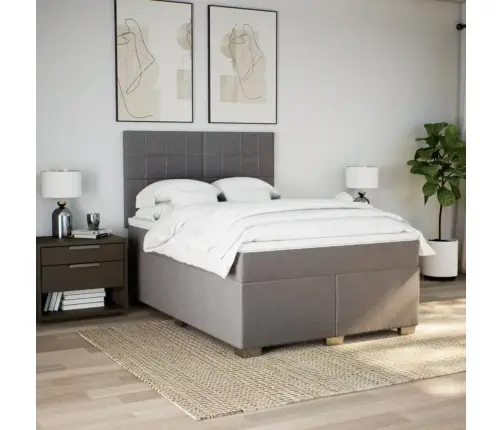 Lova Su Spyruoklėmis Ir Čiužiniu, Taupe, 140X200 cm Audinys