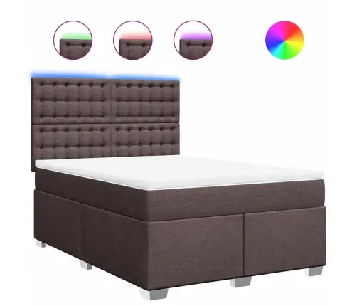 Atsperu Gulta Ar Matraci, Tumši Brūna, 140X200 Cm, Audums Vidaxl