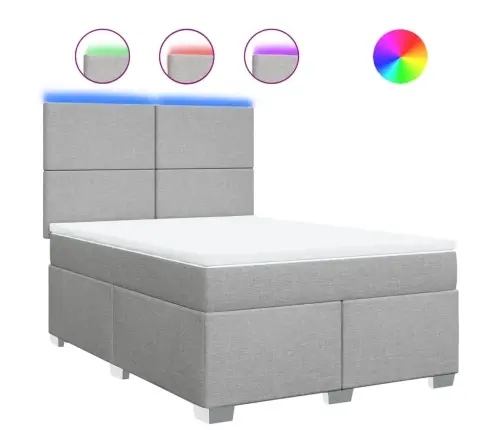 Lova Su Spyruoklėmis Ir Čiužiniu, Pilka, 160X200cm Audinys