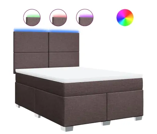 Lova Su Spyruoklėmis Ir Čiužiniu, Ruda, 160X200 cm Audinys