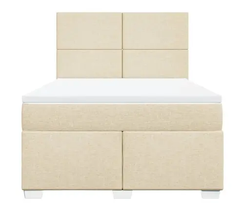 Atsperu Gulta Ar Matraci, Krēmkrāsas, 160X200 Cm, Audums Vidaxl