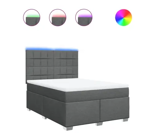 Atsperu Gulta Ar Matraci, Tumši Pelēks, 160X200 Cm, Audums Vidaxl